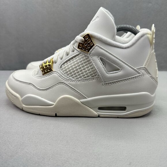 Womens Size 8 Nike Air Jordan 4 Retro Shoes Sail / Metallic Gold AQ9129-170 NEW - Picture 3 of 9